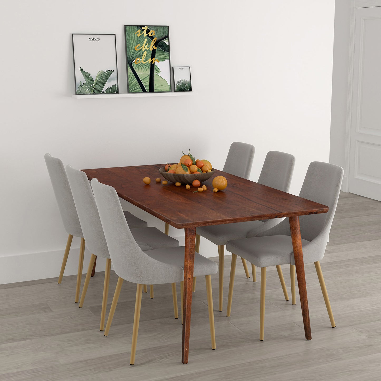 Carmilla Side Chair in Grey and Aged Gold (Each)