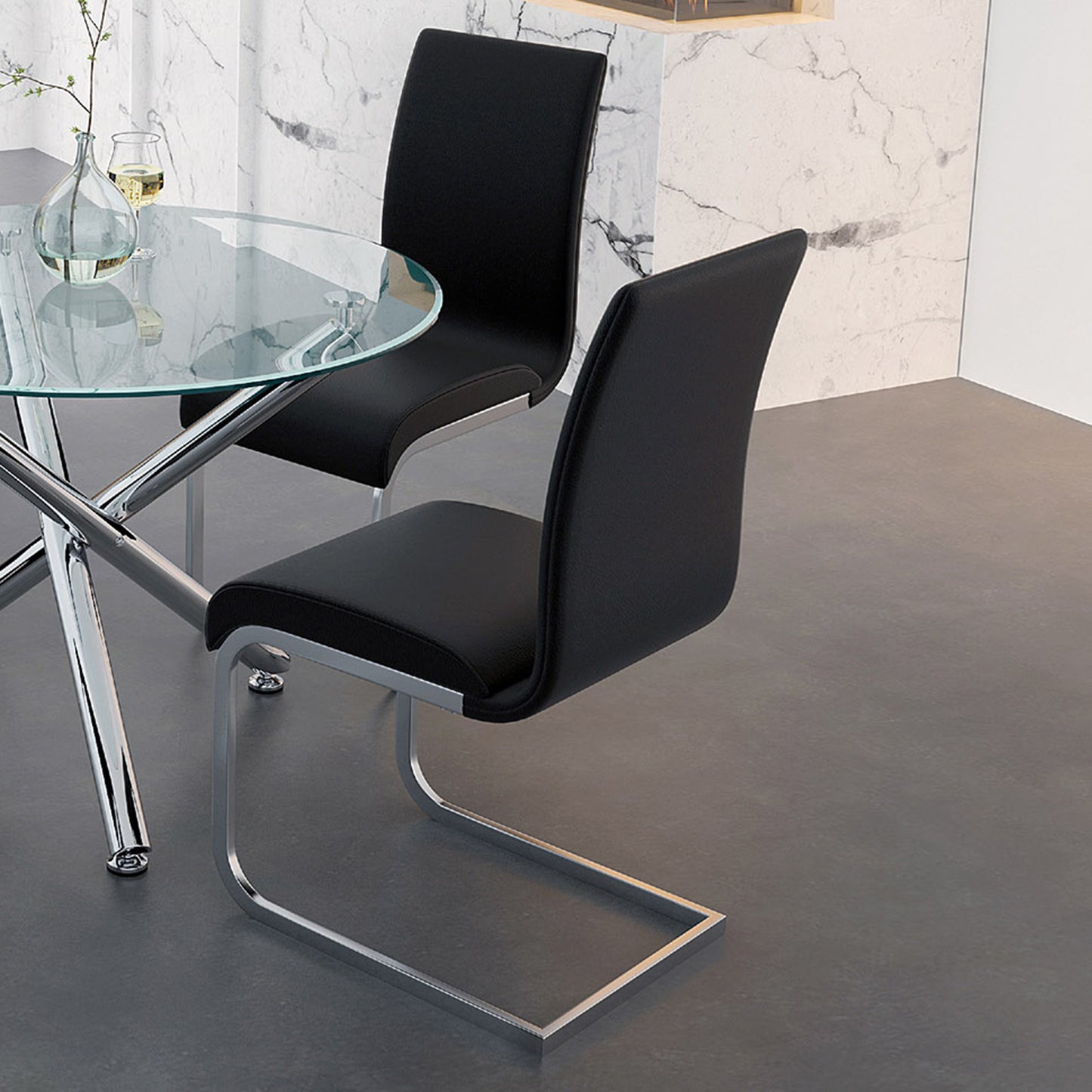 Maxim Side Chair in Black and Chrome (Each)