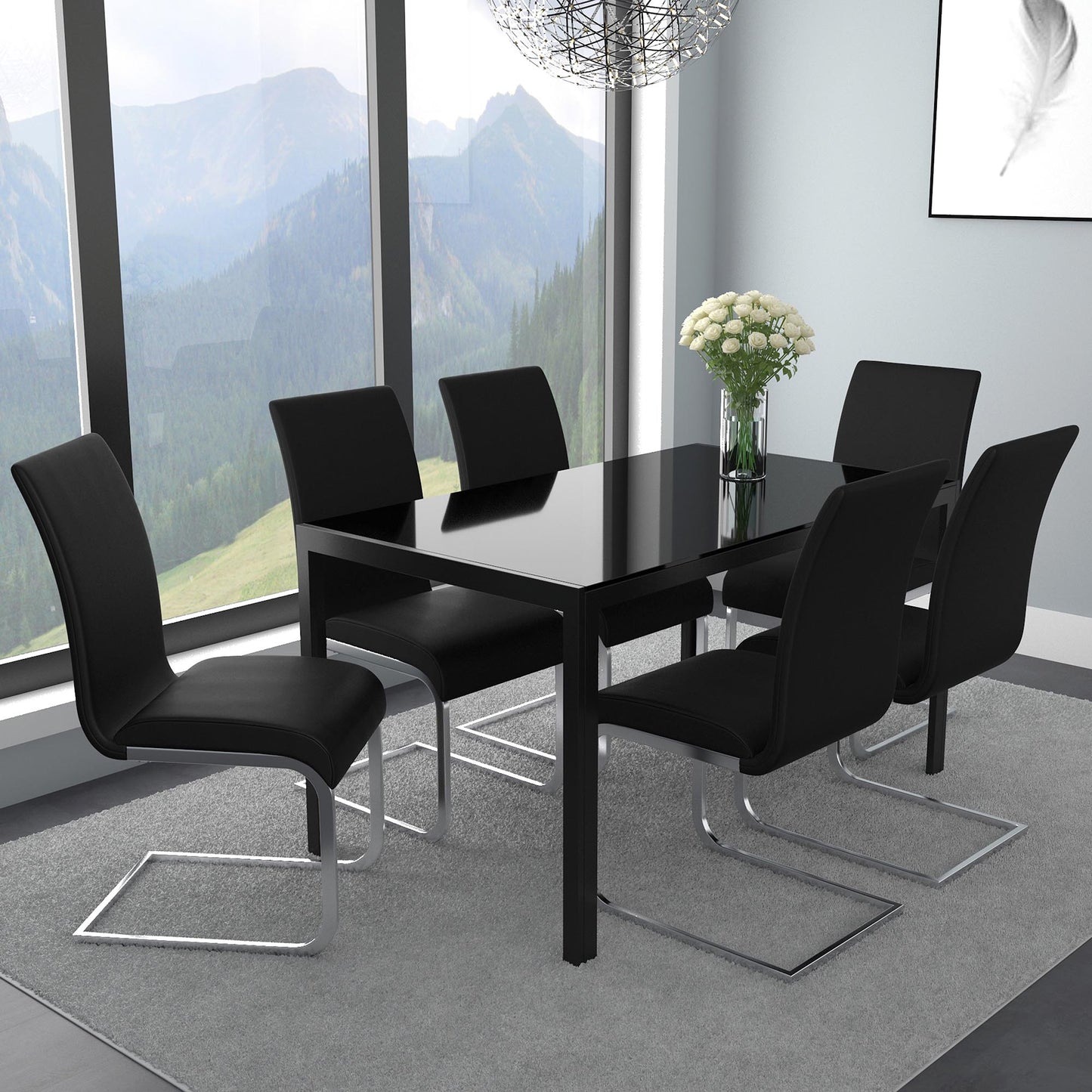 Maxim Side Chair in Black and Chrome (Each)