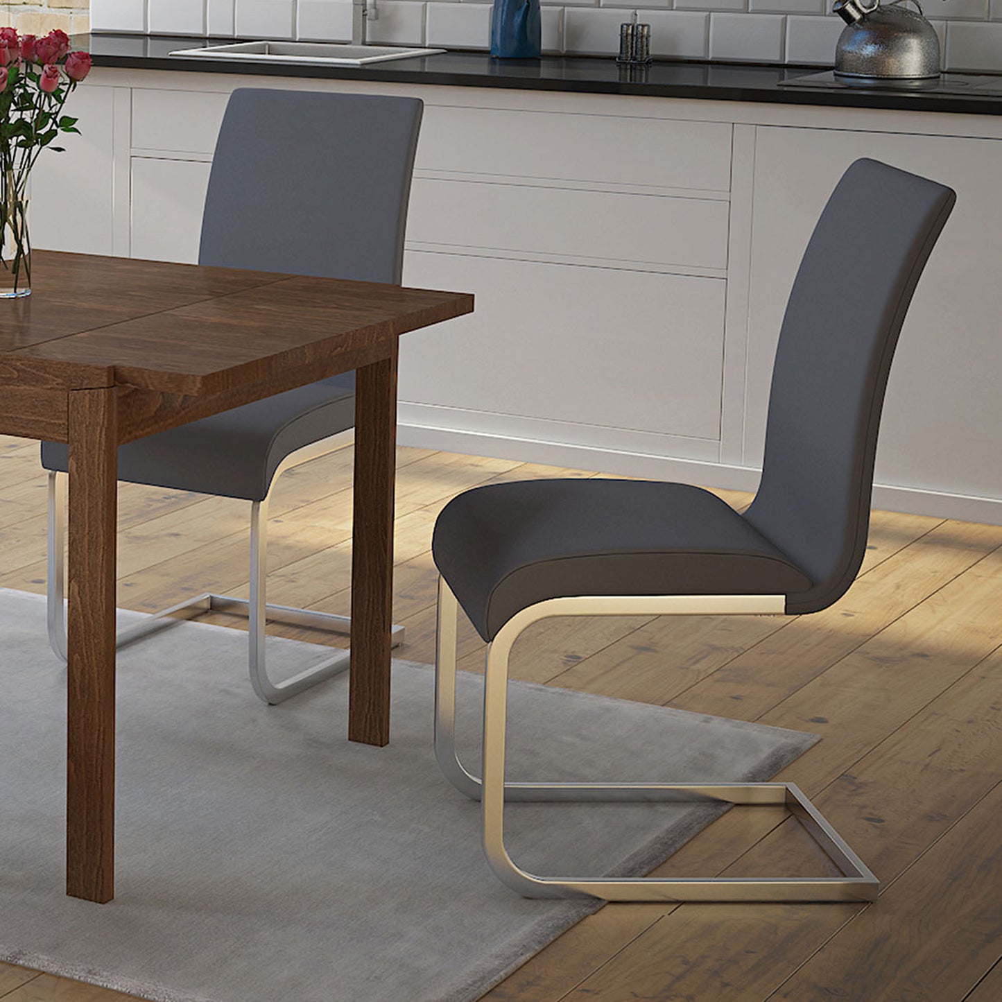 Maxim Side Chair in Grey and Chrome (Each)