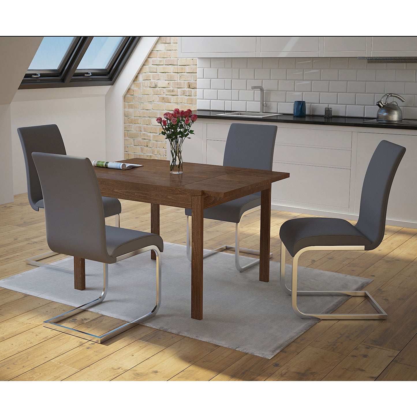 Maxim Side Chair in Grey and Chrome (Each)