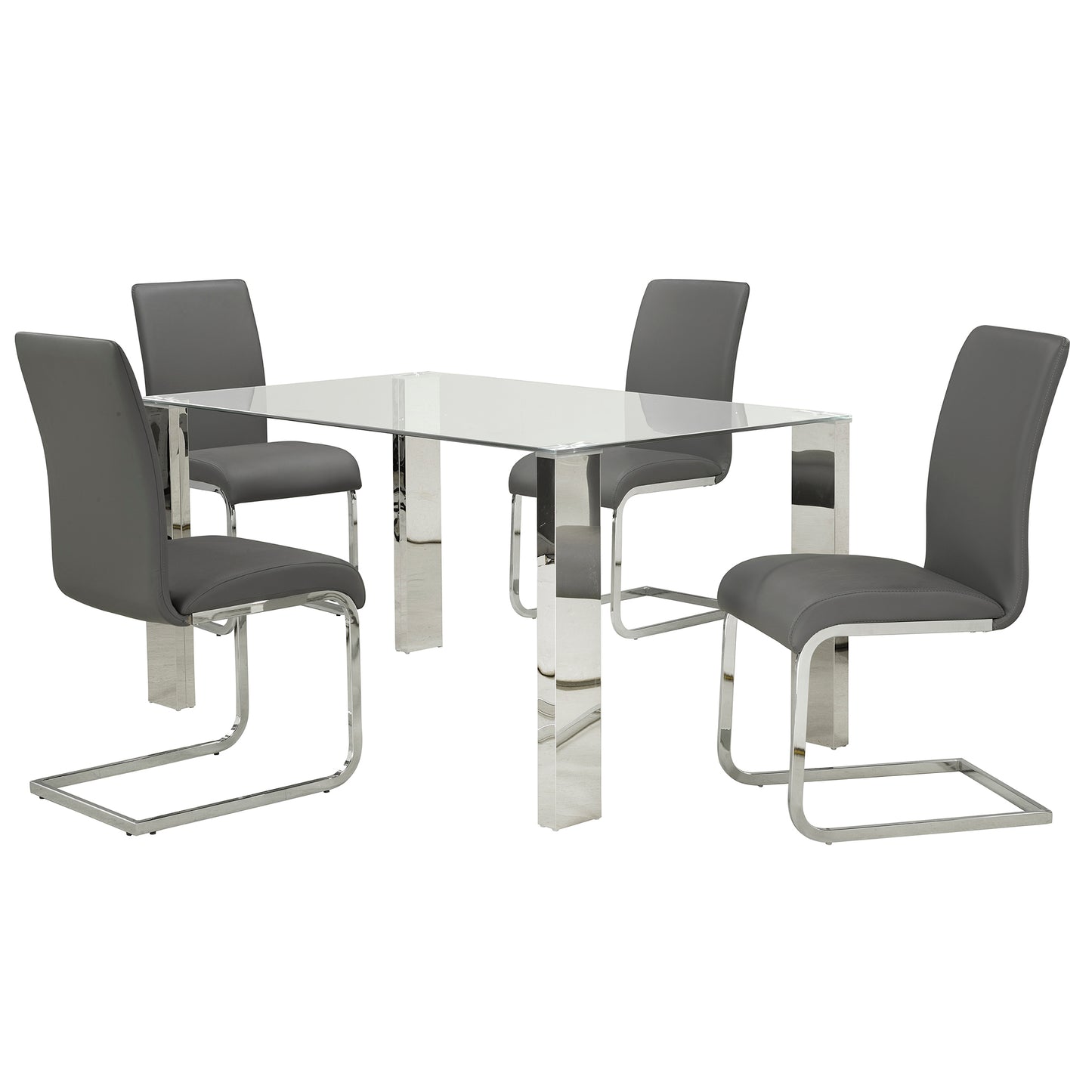 Maxim Side Chair in Grey and Chrome (Each)