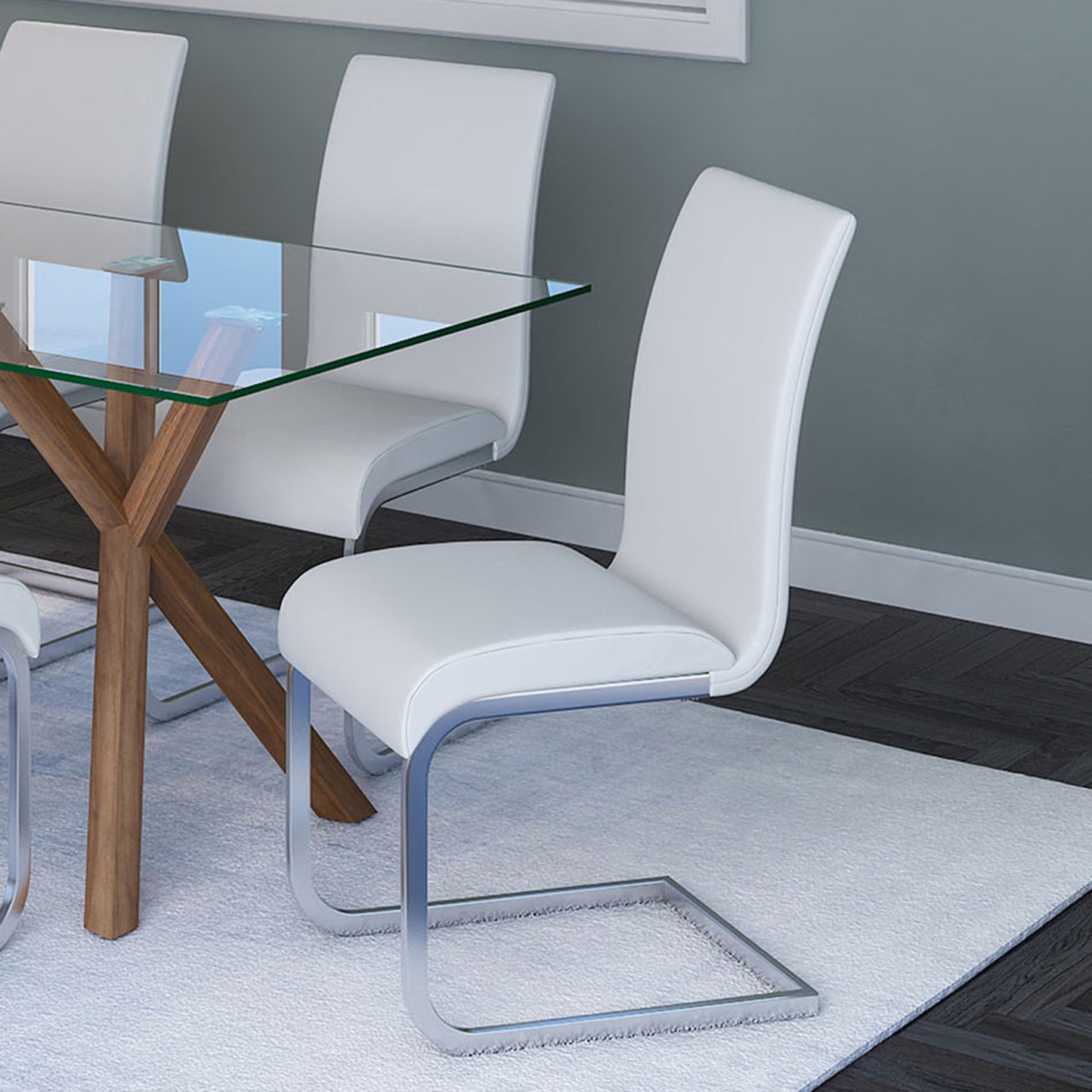 Maxim Side Chair in White and Chrome (Each)