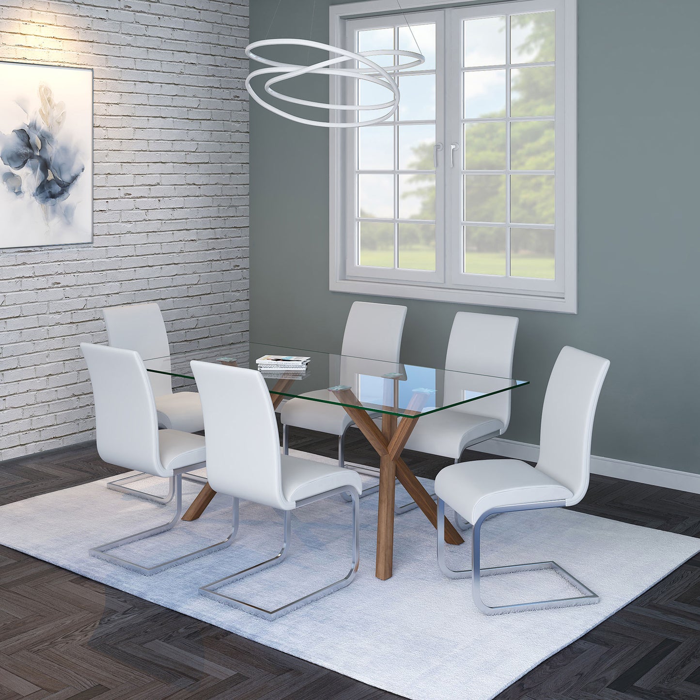 Maxim Side Chair in White and Chrome (Each)