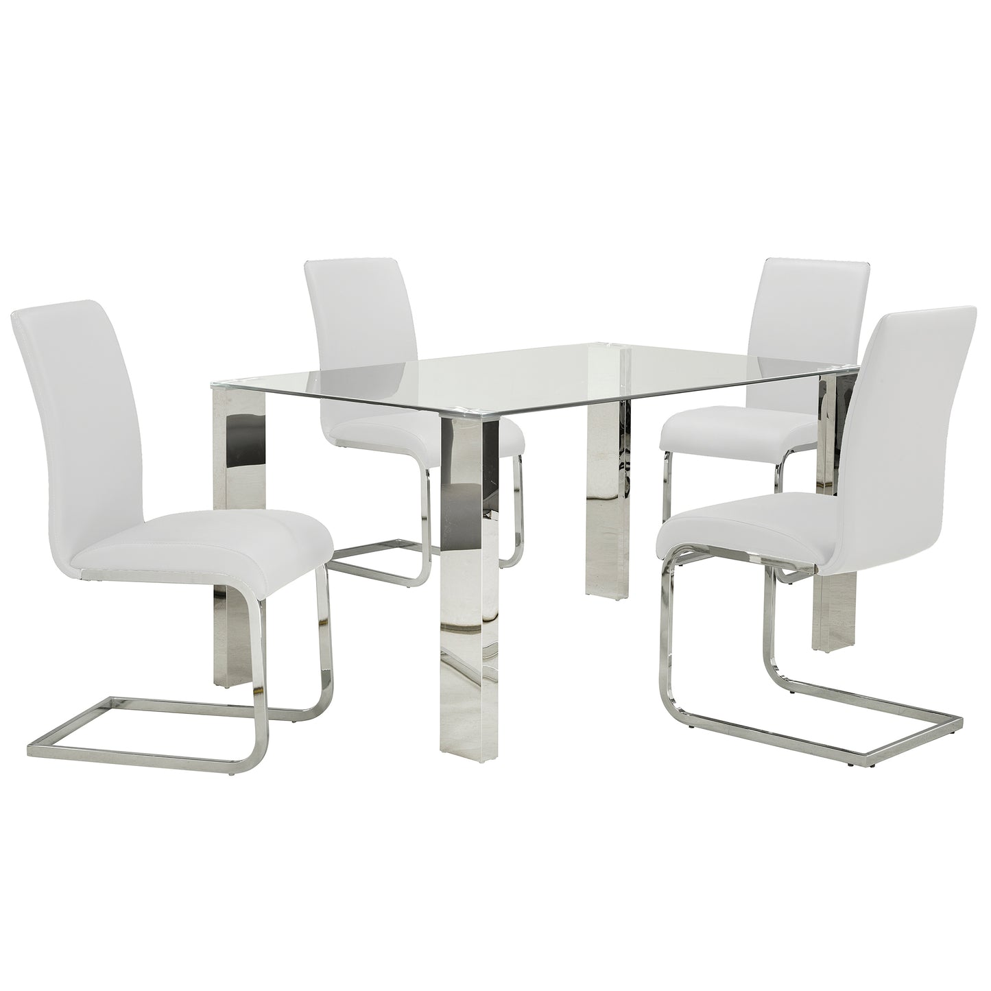 Maxim Side Chair in White and Chrome (Each)