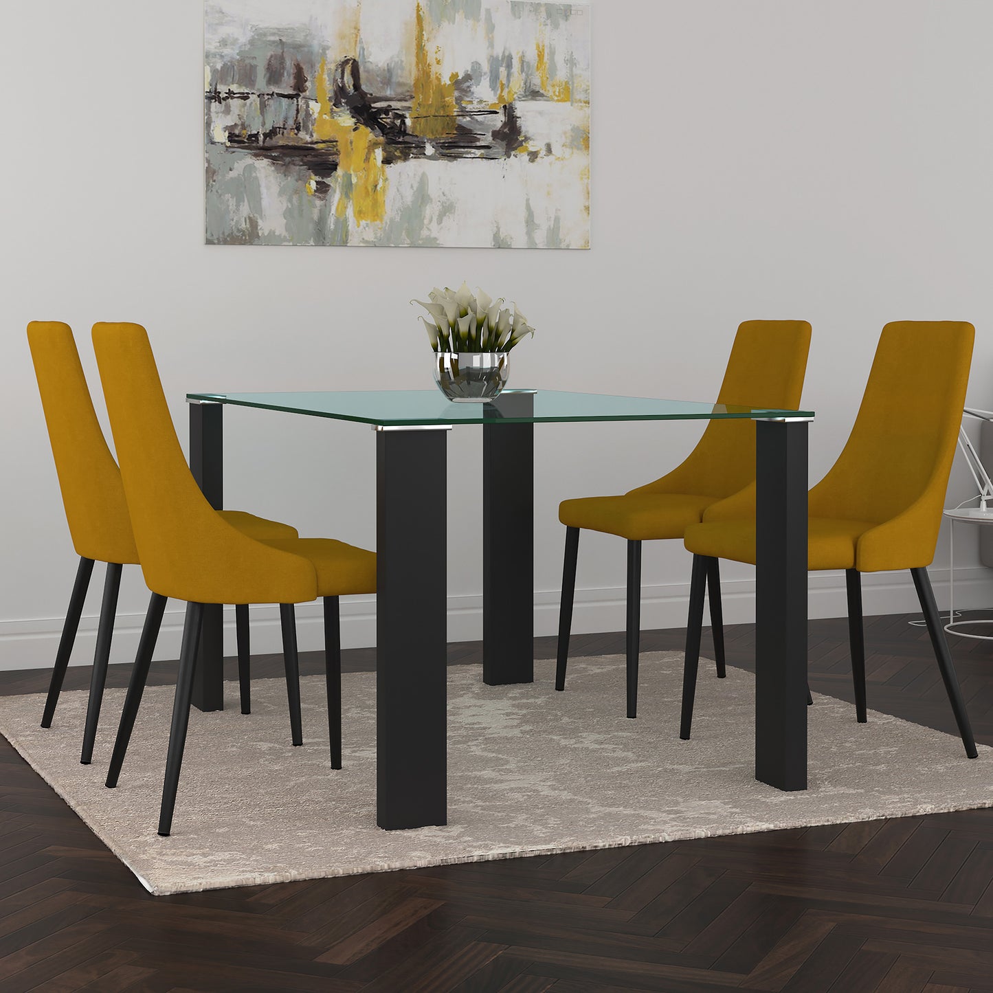Venice Side Chair in Mustard and Black (Each)