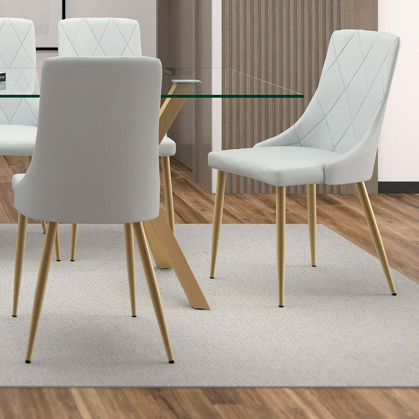 Antoine Side Chair in Light Grey and Aged Gold (Each)