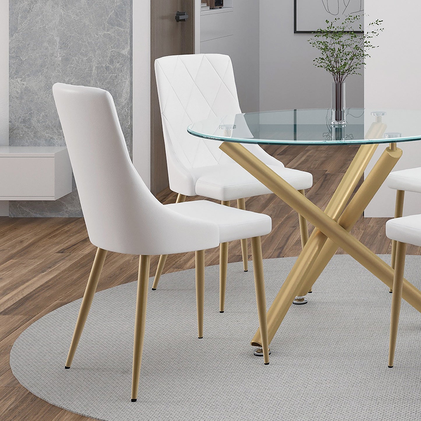 Antoine Side Chair in White and Aged Gold (Each)