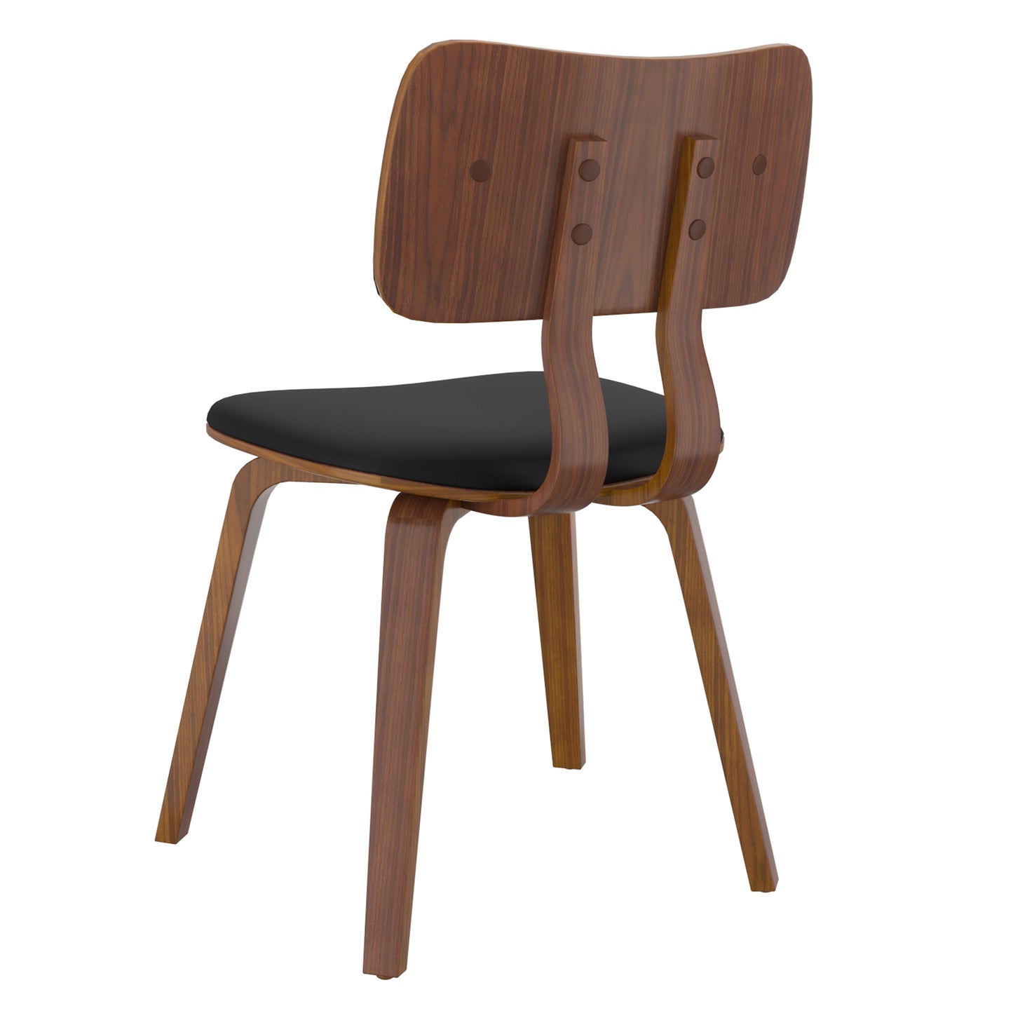 Zuni Side Chair in Black Faux Leather and Walnut