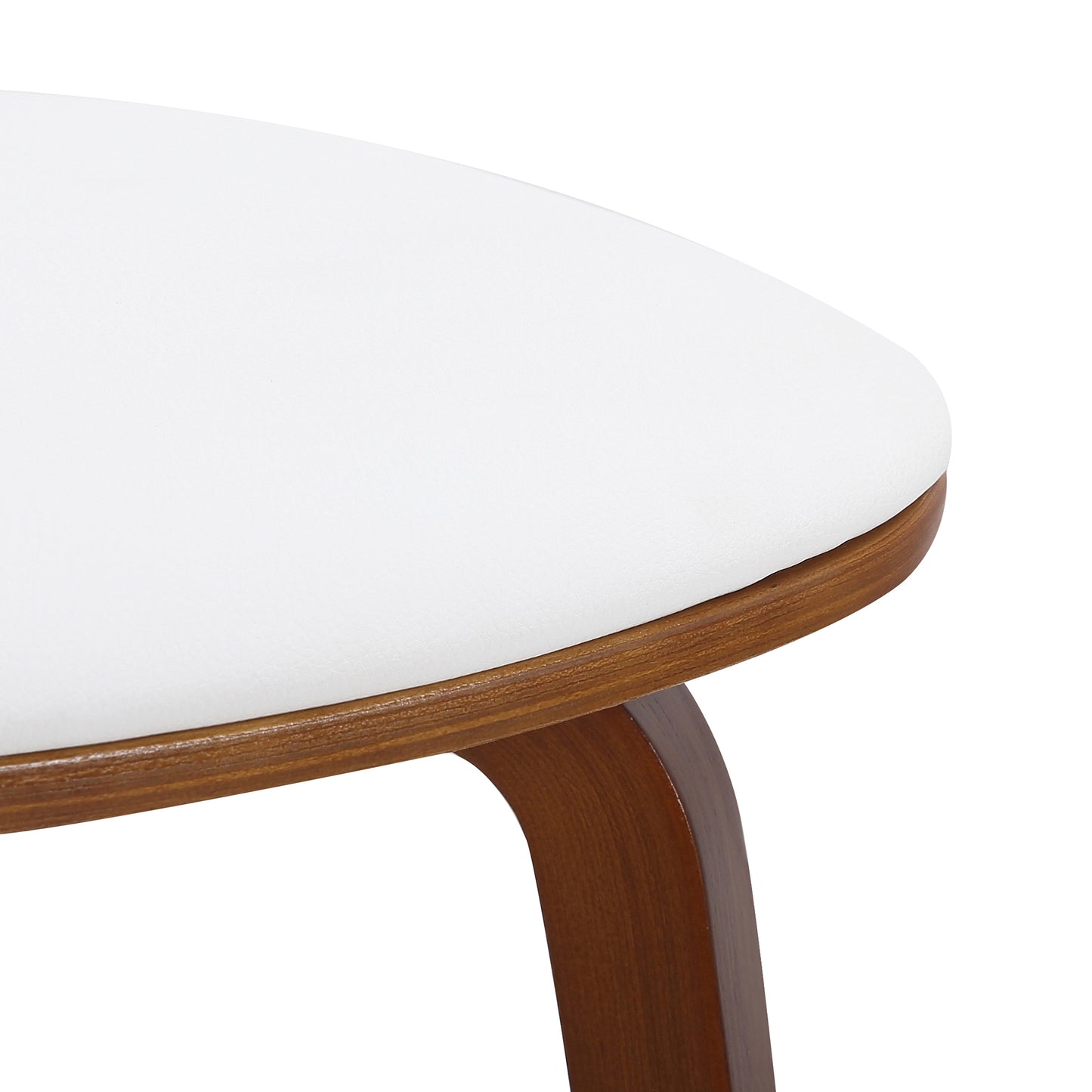 Zuni Side Chair in White Faux Leather and Walnut