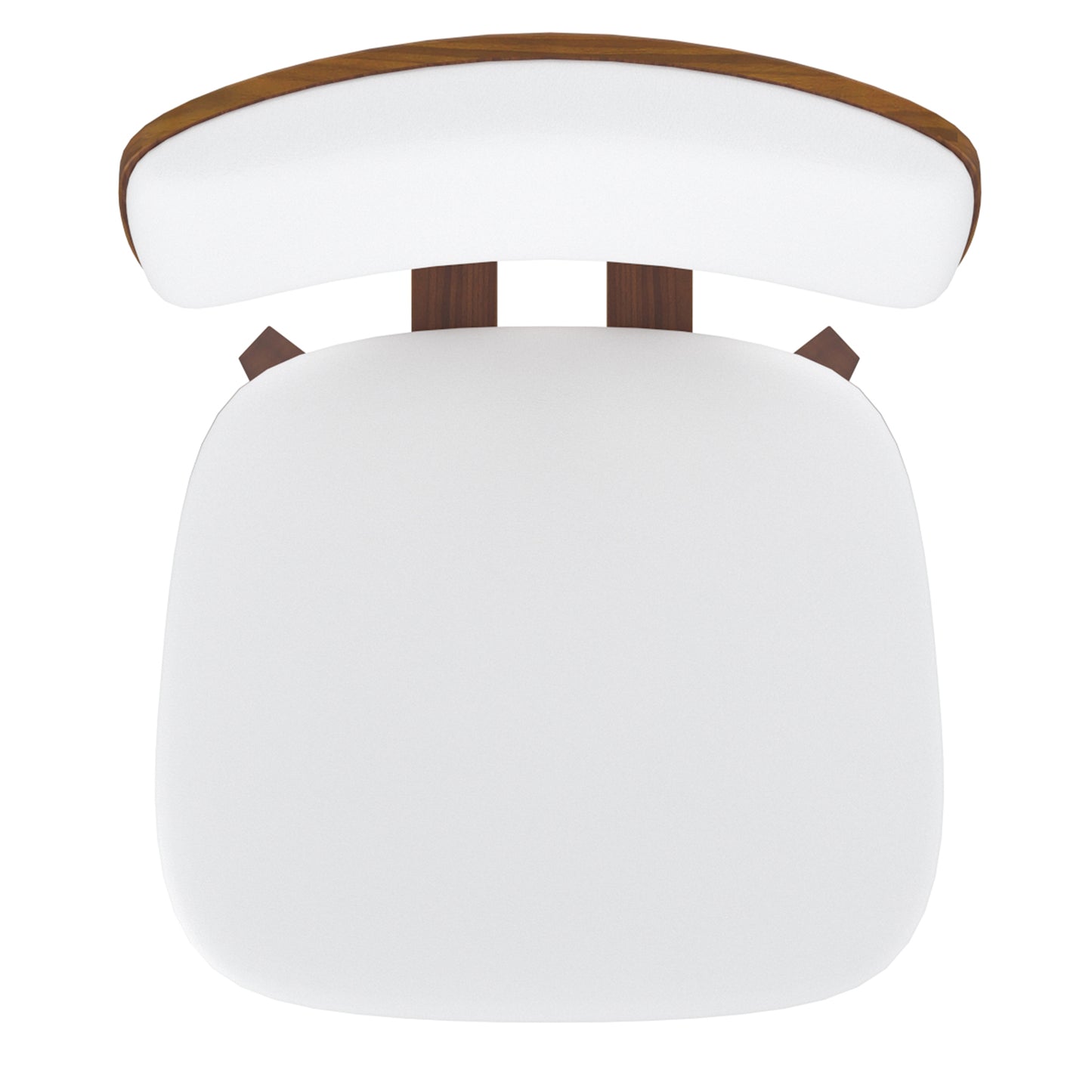 Zuni Side Chair in White Faux Leather and Walnut