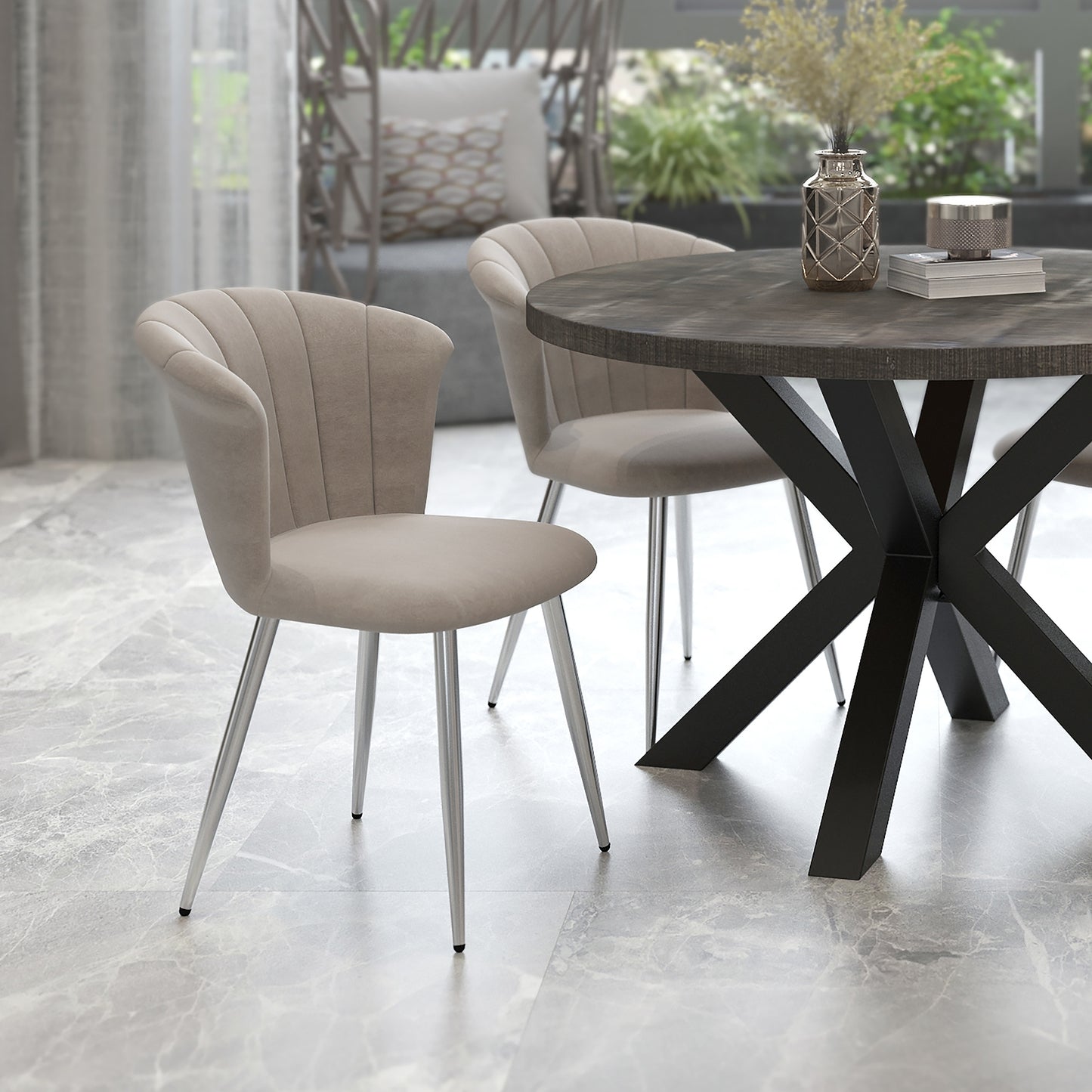 Orchid Side Chair in Grey and Chrome (Each)
