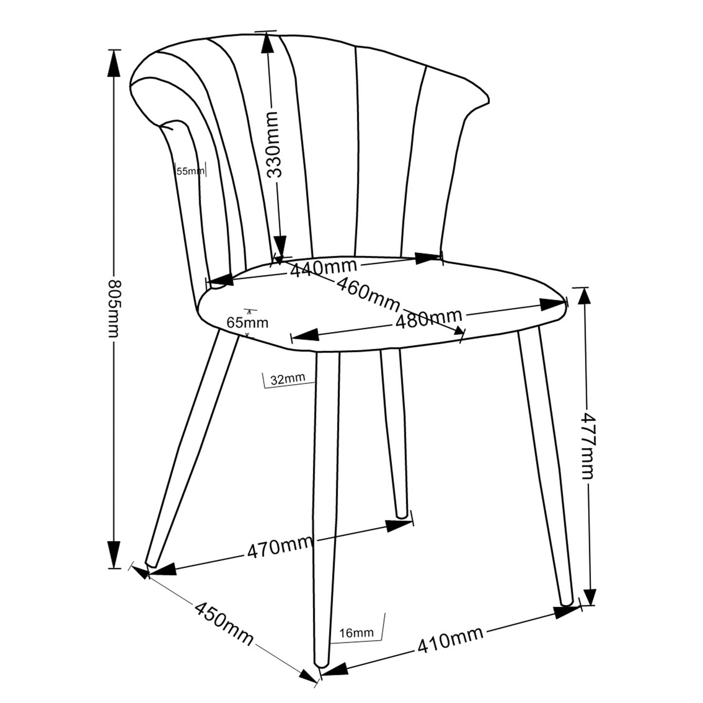 Orchid Side Chair in Grey and Chrome (Each)