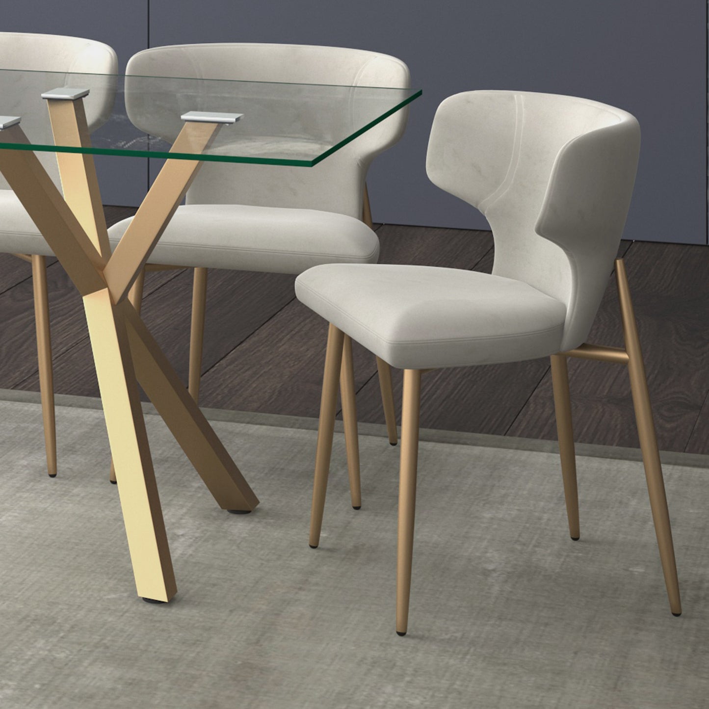 Akira Side Chair in Grey and Aged Gold (Each)