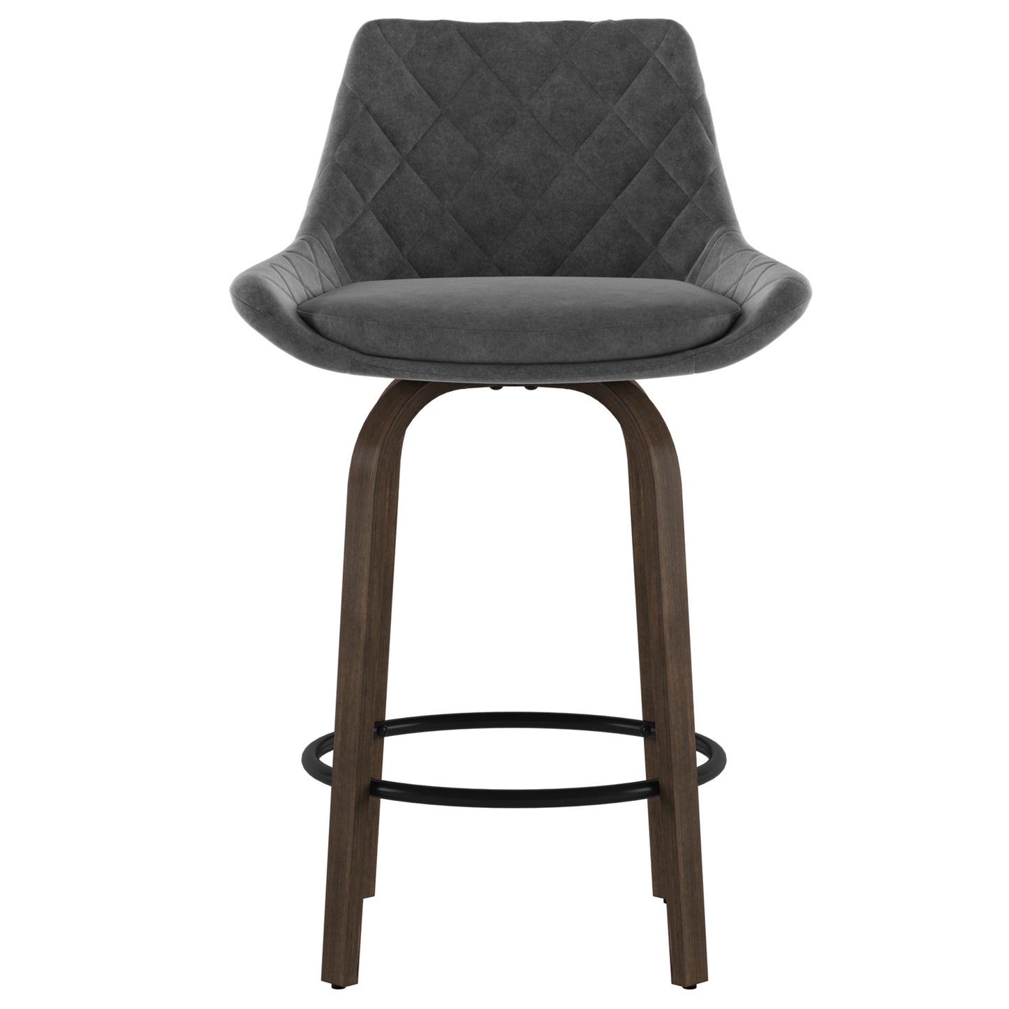 Kenzo 26" Counter Stool, Set of 2 in Grey and Walnut