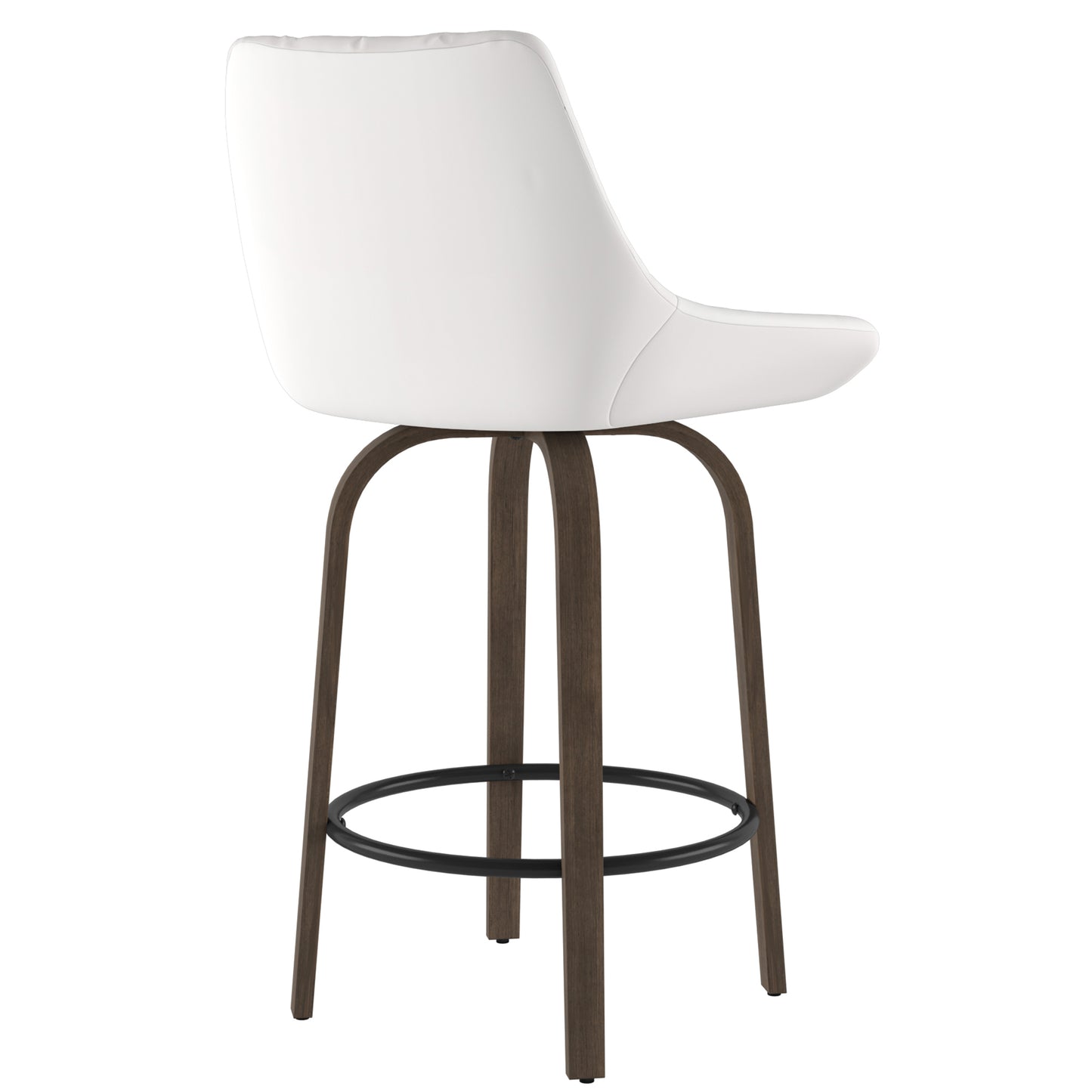 Kenzo 26" Counter Stool, Set of 2 in White and Walnut
