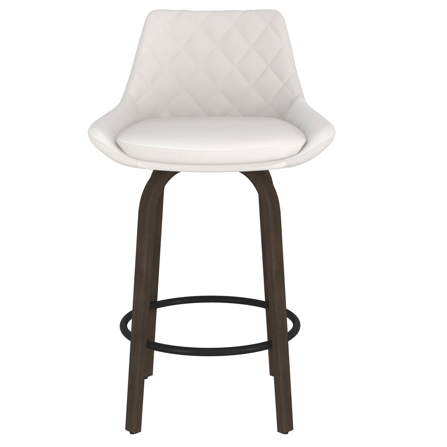 Kenzo 26" Counter Stool, Set of 2 in White and Walnut