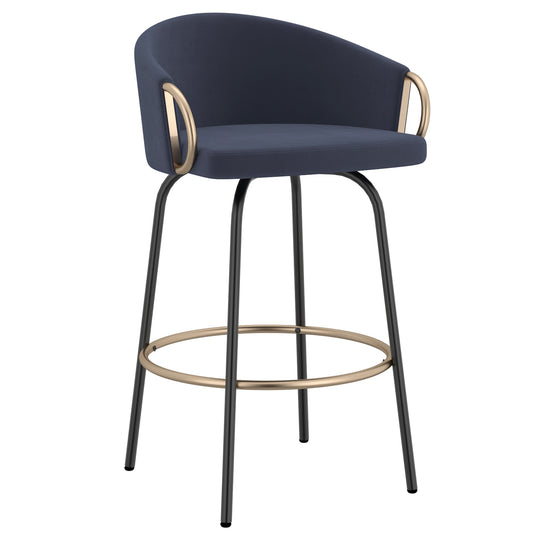 Lavo 26" Counter Stool, Set of 2 in Blue, Black and Gold