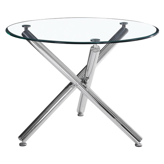 Ensemble de salle à manger Solara/Maxim en chrome avec chaise noire (table + 4 chaises)