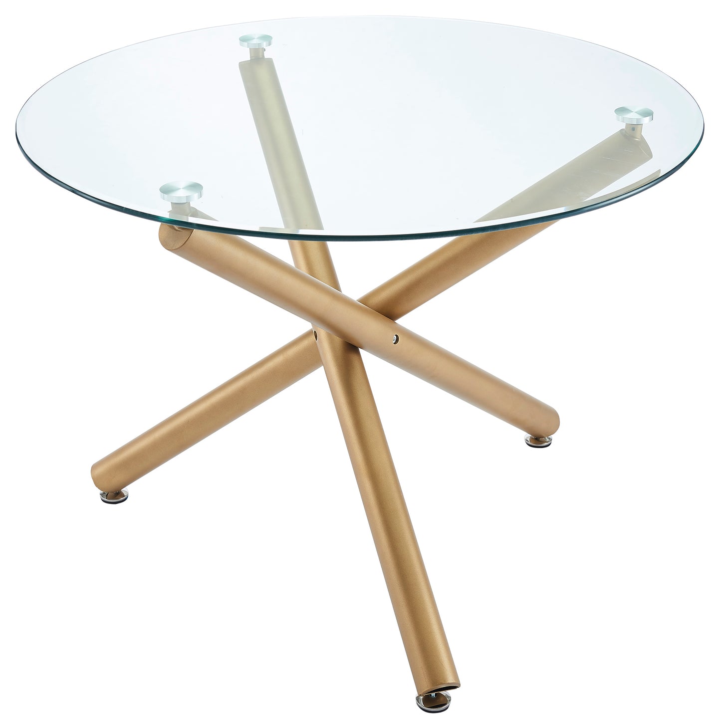 Carmilla Dining Set in Aged Gold with Black Chair (Table + 4 Chairs)