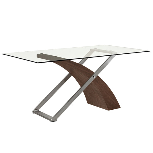 Ensemble de salle à manger Veneta/Cora en noyer avec chaise gris clair (table + 6 chaises)