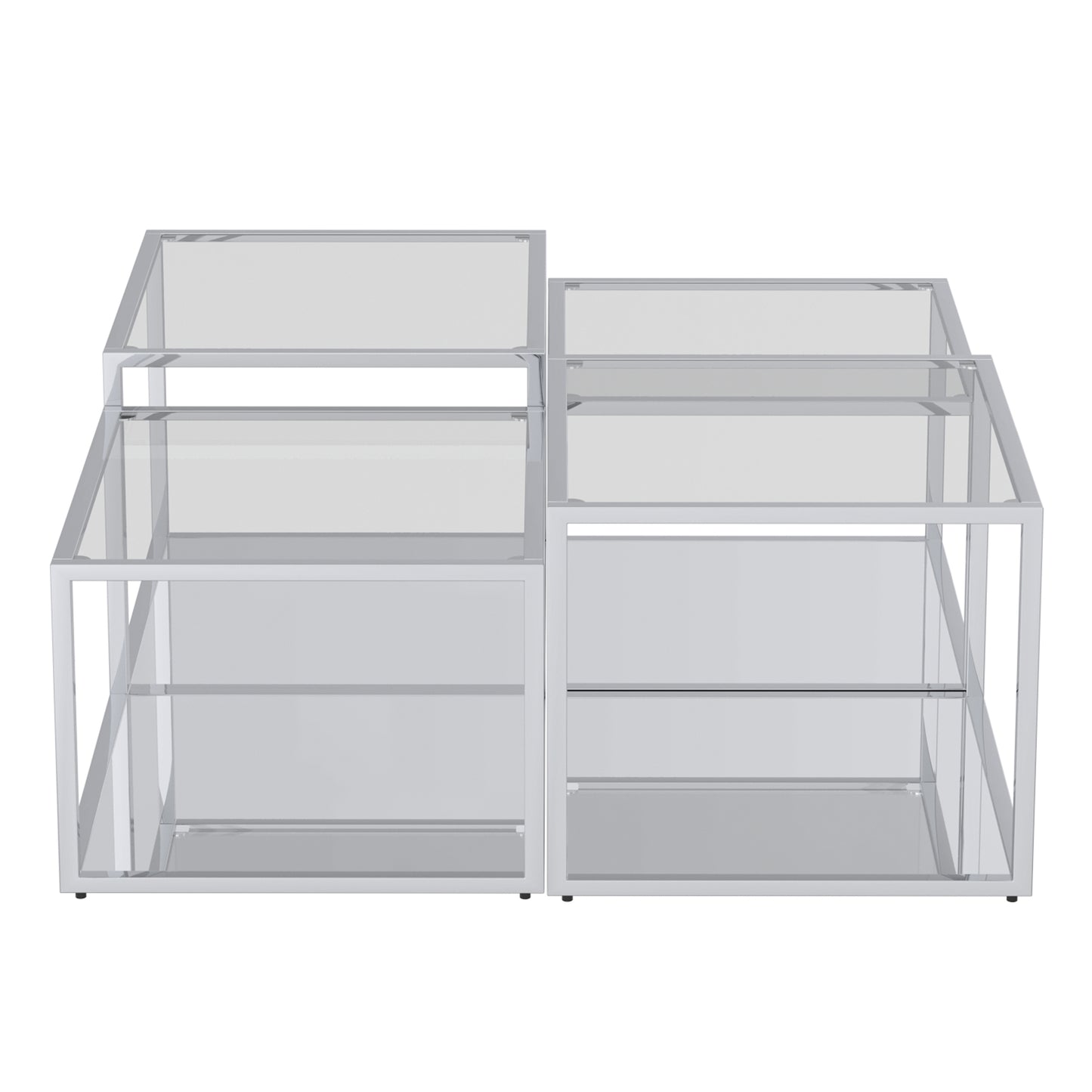 Casini 4pc Multi-Tier Coffee Table Set in Silver/Gold