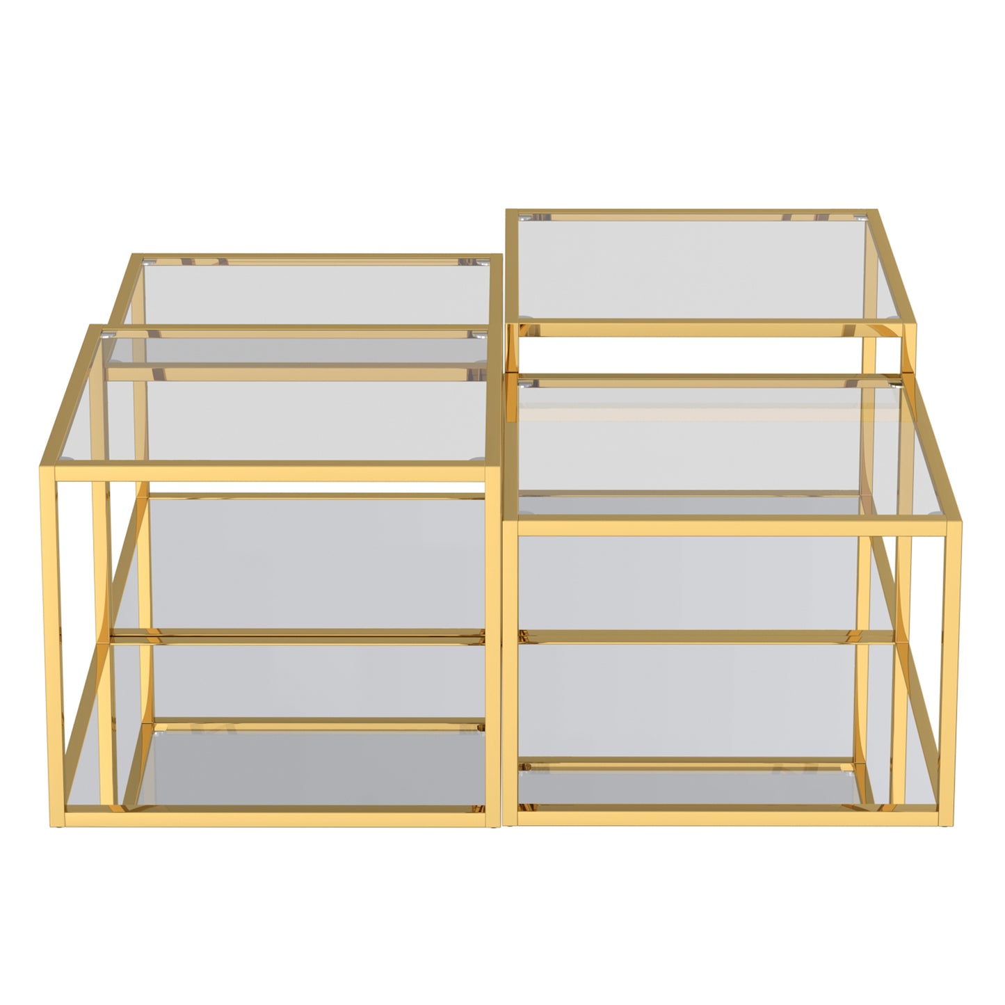 Casini 4pc Multi-Tier Coffee Table Set in Silver/Gold