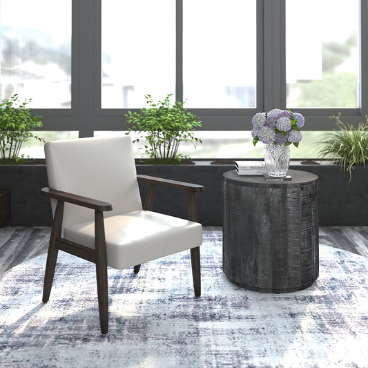 Fauteuil d'appoint Wilder en gris-beige et marron patiné - WW