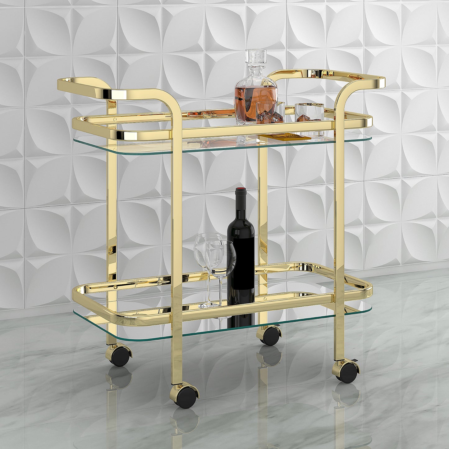 Zedd 2-Tier Bar Cart in Gold