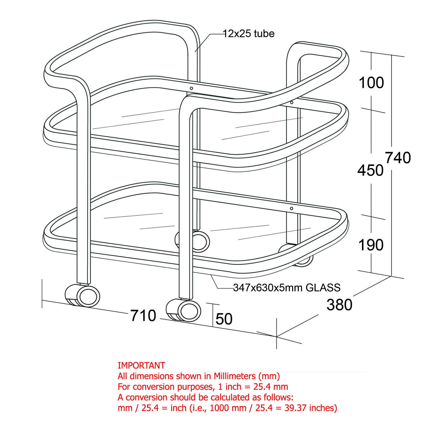 Zedd 2-Tier Bar Cart in Gold