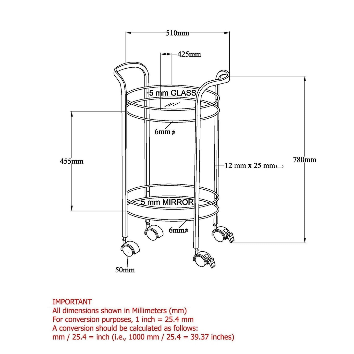 Neema 2-Tier Bar Cart in Chrome