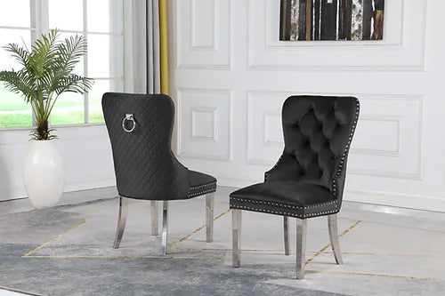 Munich Black Velvet Dining Chair (Each)