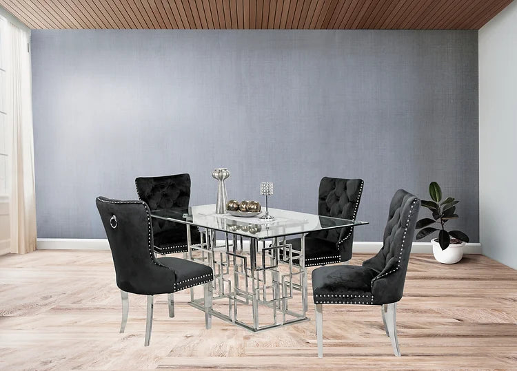 Table à manger Zenith 71" + 4 chaises noires Munich