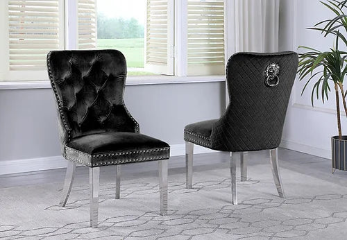 Leo Black Velvet Dining Chair (Each)