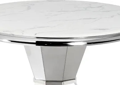 Rocco Round White Marble Top Dining Table