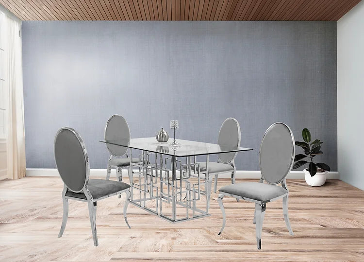 Table à manger Zenith 71" + 4 chaises Bronx grises