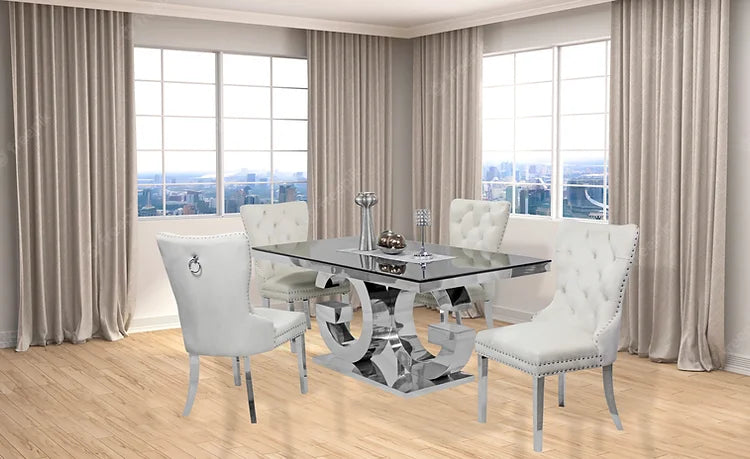 Table à manger Gracie 71" + 4 chaises Munich ivoire