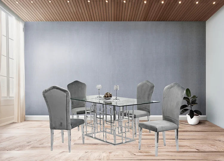 Table à manger Zenith 71" + 4 chaises Monica grises