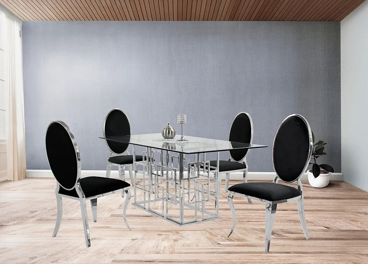 Table à manger Zenith 71" + 4 chaises Bronx noires