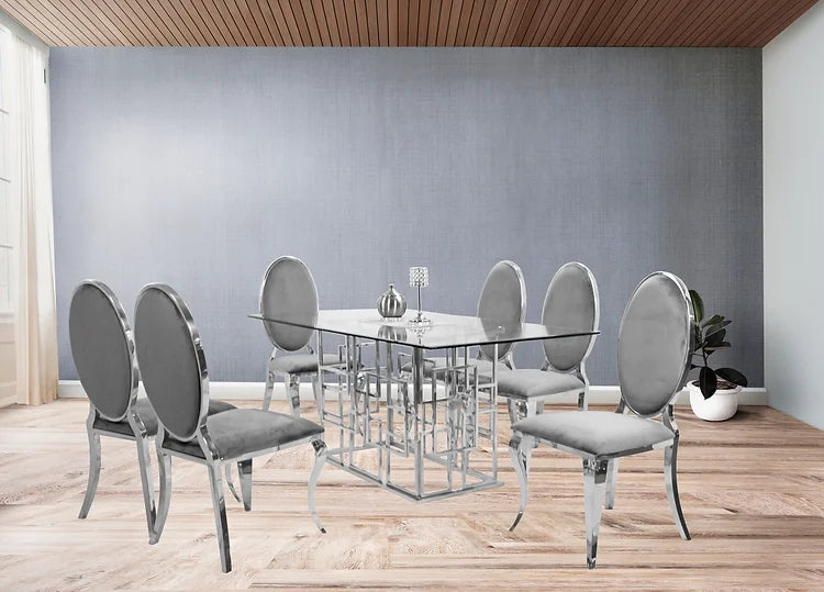 Table à manger Zenith 71" + 6 chaises Bronx grises