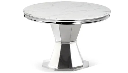 Rocco Round White Marble Top Dining Table