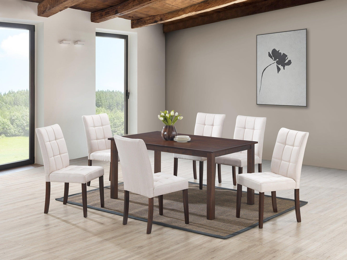 Clare Beige 7 Pc. Dining Set - Furnify.ca