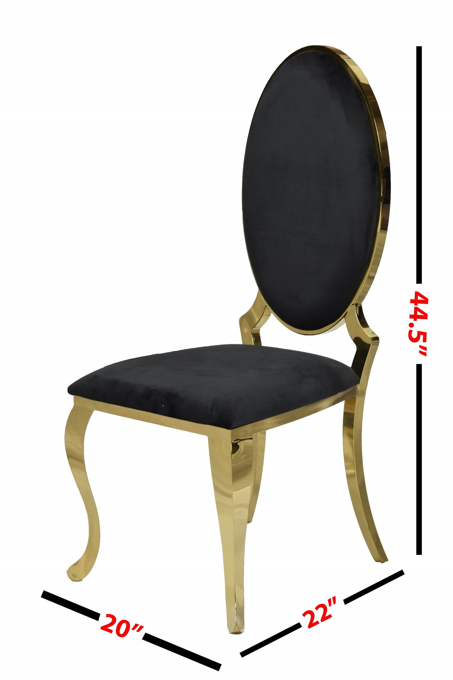 Chaise de salle à manger en velours noir avec finition dorée (ICE) (chacune)