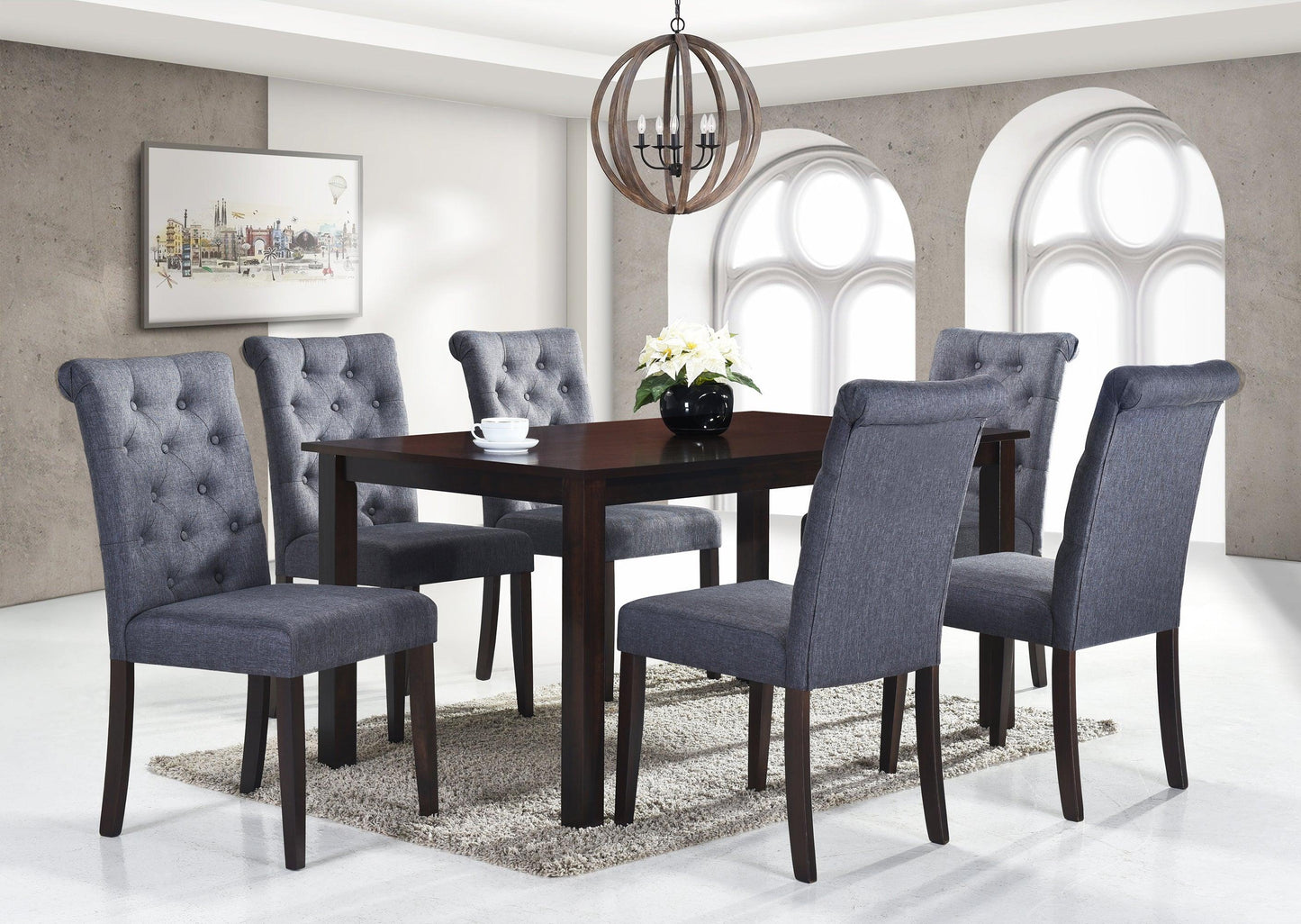 Roxy Dark Grey 7 Pc. Dining Set - Furnify.ca