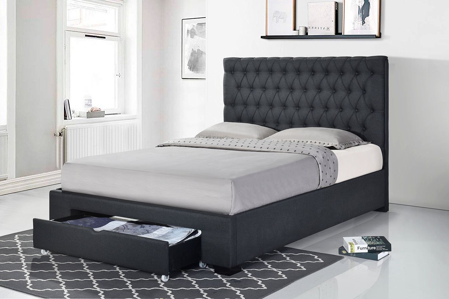 Sofia Platform Bed Charcoal (Queen/King)