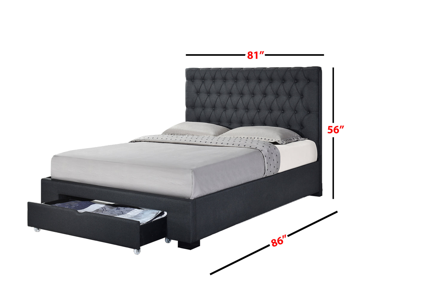 Sofia Platform Bed Charcoal (Queen/King)
