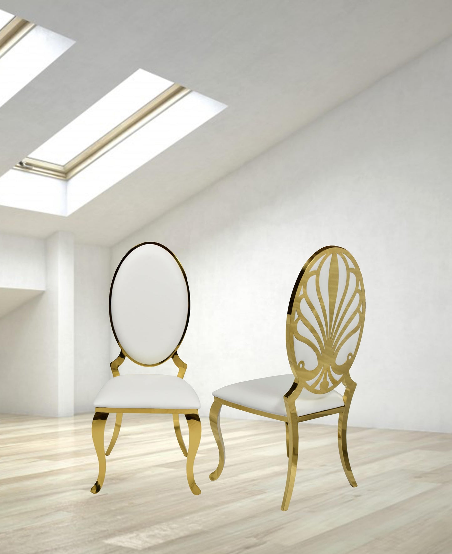 Ice Gold White PU Leather Dining Chair (Each)