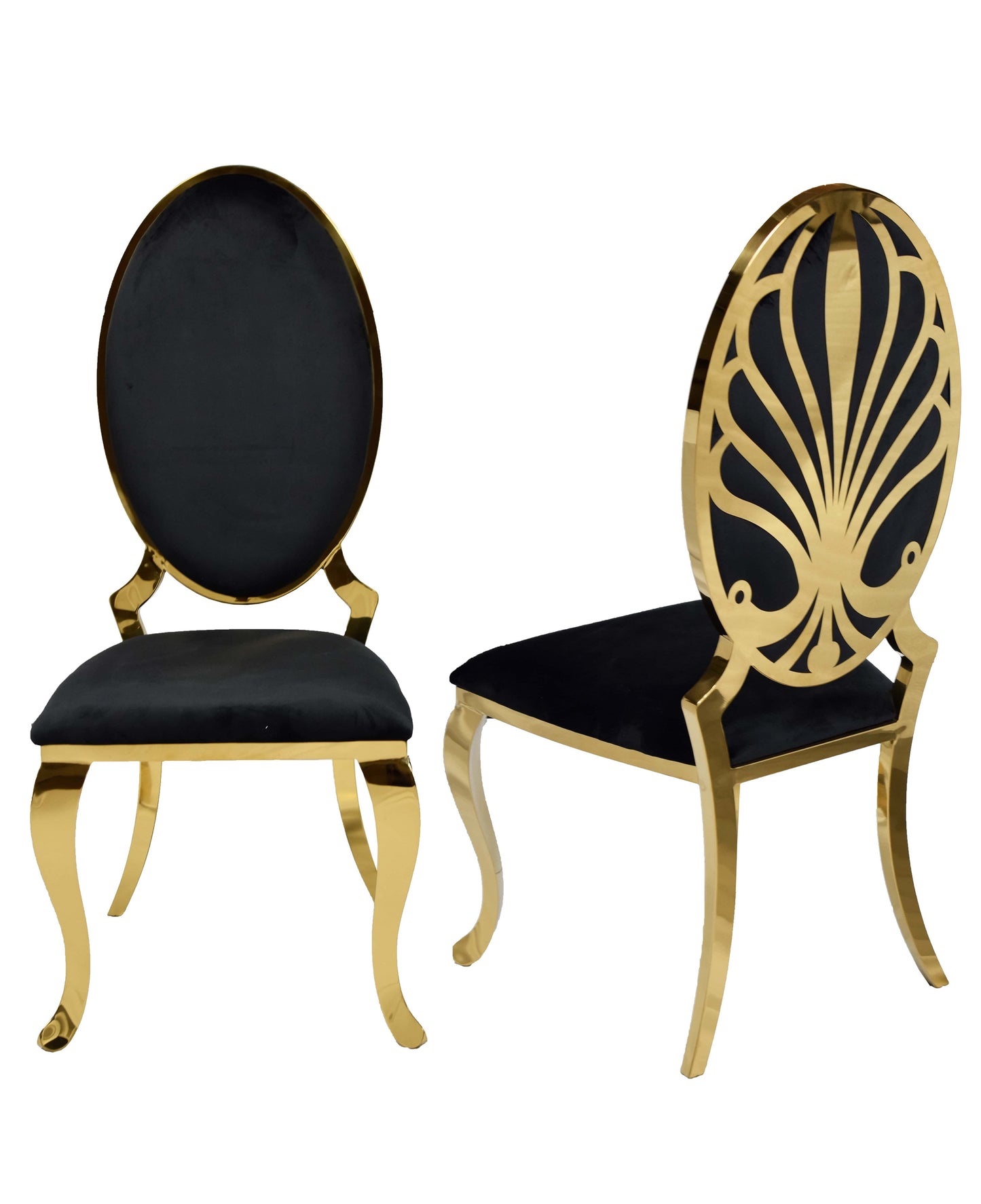 Gold Finish (ICE) Black Velvet Dining Chair (Each)