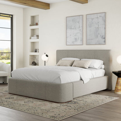 Lit plateforme Harrod en coloris champignon et noyer 
