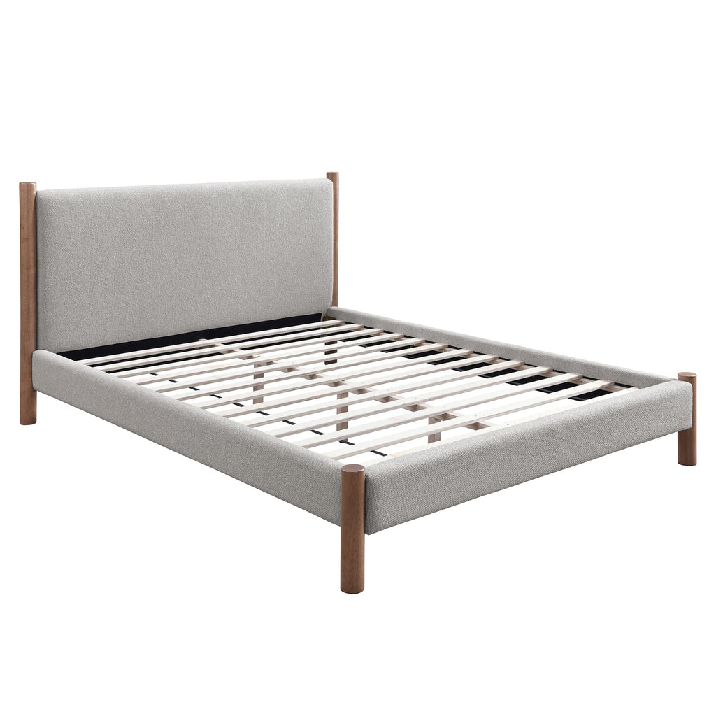 Zoran Platform Bed in Mushroom and Walnut